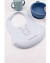 Bamboom Set Pappa Baby - Bavaglino + Scodella + Cucchiaio + Bicchiere con Beccuccio - Blu - Silicone Antibatterico Set Pappa