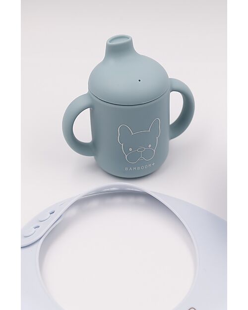 Set Stoviglie Bambù E Silicone SCOIATTOLO | Piatto 3 Scomparti, Cucchiaio E Bavaglino Con Ventosa, Senza BPA (Blu) - Foto 7