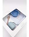 Bamboom Set Pappa Baby - Bavaglino + Scodella + Cucchiaio + Bicchiere con Beccuccio - Blu - Silicone Antibatterico Set Pappa