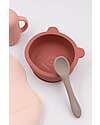 Bamboom Set Pappa Baby - Bavaglino + Scodella + Cucchiaio + Bicchiere con Beccuccio - Rosa - Silicone Antibatterico Set Pappa