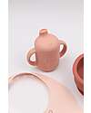 Bamboom Set Pappa Baby - Bavaglino + Scodella + Cucchiaio + Bicchiere con Beccuccio - Rosa - Silicone Antibatterico Set Pappa