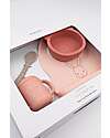 Bamboom Set Pappa Baby - Bavaglino + Scodella + Cucchiaio + Bicchiere con Beccuccio - Rosa - Silicone Antibatterico Set Pappa