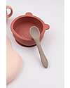 Bamboom Set Pappa Baby - Bavaglino + Scodella + Cucchiaio + Bicchiere con Beccuccio - Rosa - Silicone Antibatterico Set Pappa