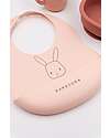 Bamboom Set Pappa Baby - Bavaglino + Scodella + Cucchiaio + Bicchiere con Beccuccio - Rosa - Silicone Antibatterico Set Pappa
