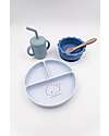 Bamboom Set Pappa Bimbo - Piatto + Scodella + Cucchiaio + Bicchiere - Blu - Silicone Antibatterico Set Pappa