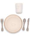 Bamboom Set Pappa - Piatto + Scodella + Bicchiere + Posate - Crema - Balena - 100% Biodegradabile Set Pappa