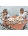 Bamboom Set Pappa - Piatto + Scodella + Bicchiere + Posate - Crema - Balena - 100% Biodegradabile Set Pappa