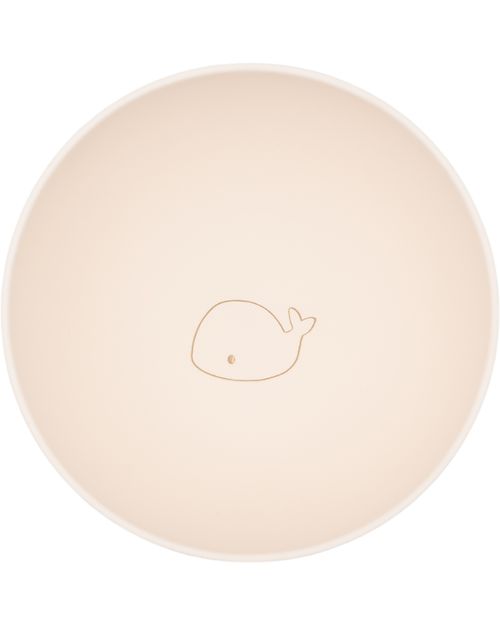 Bamboom Set Pappa - Piatto + Scodella + Bicchiere + Posate - Crema - Balena - 100% Biodegradabile Set Pappa