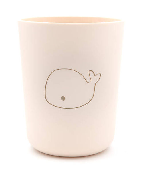 Bamboom Set Pappa - Piatto + Scodella + Bicchiere + Posate - Crema - Balena - 100% Biodegradabile Set Pappa