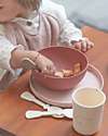 Bamboom Set Pappa - Piatto + Scodella + Bicchiere + Posate - Rosa - Coniglio - 100% Biodegradabile Set Pappa