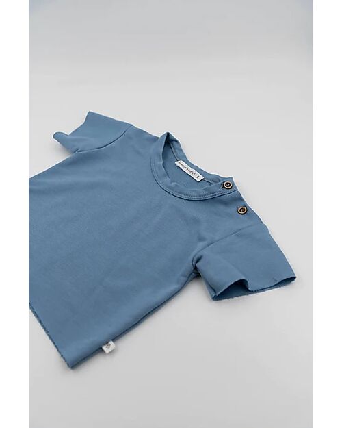 Bamboom T-shirt a Taglio Vivo - Blu - Bambù e Cotone Organico T-shirt