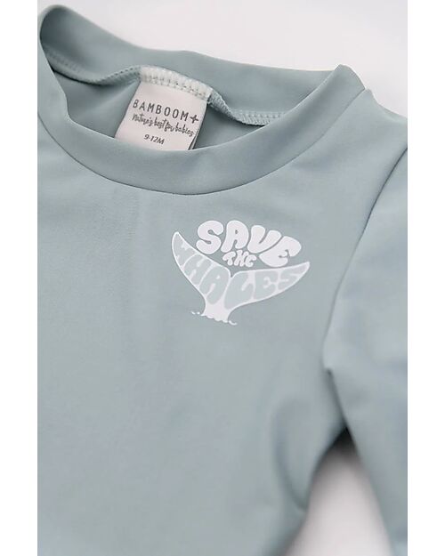 Bamboom T-Shirt Maniche 3/4 Mare - Logo Safe the Whale - UV50+ T-shirt Anti UV