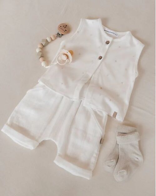 Bamboom Top - Bianco - Leaves - Bambù - Cotone T-shirt