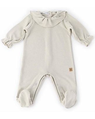Bamboom Tuta Bebè con Piedini e Volant - Grigio Chiaro - Bambù Tutine Lunghe Con Piedi