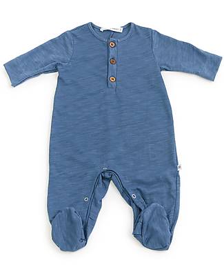 Bamboom Tuta con Piedini stile Polo - Blu - Fibra di Bambù Traspirante Morbida e delicata! Tutine Lunghe