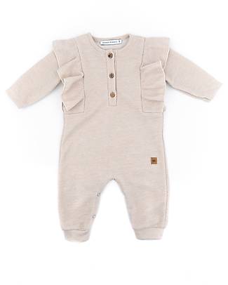 Bamboom Tuta con Spalle Volant - Sabbia - Cotone e Bambù Certificato Oeko-Tex Tutine Lunghe