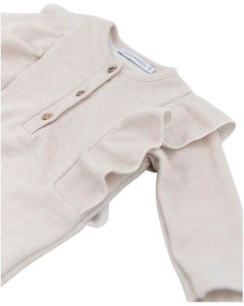 Bamboom Tuta con Spalle Volant - Sabbia - Cotone e Bambù Certificato Oeko-Tex Tutine Lunghe