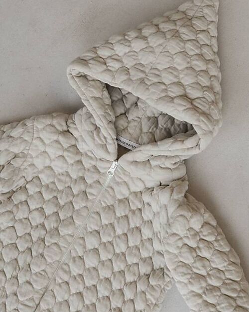 Bamboom Tuta Outdoor con Cappuccio - Beige Trapuntato - con Bambú e Tessuti Naturali Tute Invernali