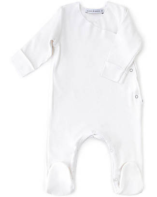 Bamboom Tutina con Piedi Pure - Bianco - Bambù Bio Elasticizzato Tutine Lunghe