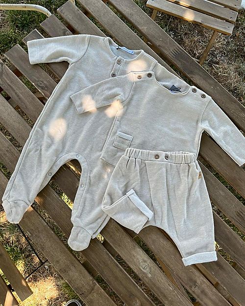 Bamboom Tutina con Piedini - Sabbia - Cotone e Bambù Certificato Oeko-Tex Tutine Lunghe