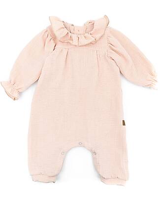 Bamboom Tutina Maniche Lunghe con Collo Volant - Rosa Chiaro - Bambù e Cotone Organico Tutine Corte