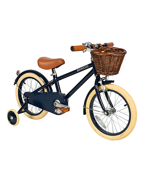 Banwood Bicicletta Classic Con Pedali Blu Navy - Da 4 a 7 Anni - Rotelle Rimovibili Biciclette
