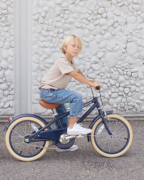 Banwood Bicicletta Classic Con Pedali Blu Navy - Da 4 a 7 Anni - Rotelle Rimovibili Biciclette