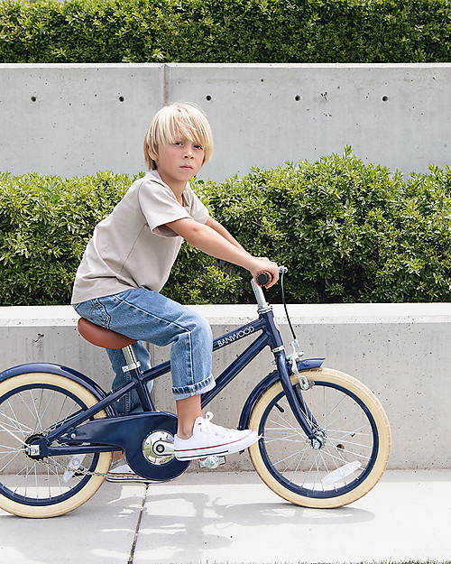 Banwood Bicicletta Classic Con Pedali Blu Navy - Da 4 a 7 Anni - Rotelle Rimovibili Biciclette