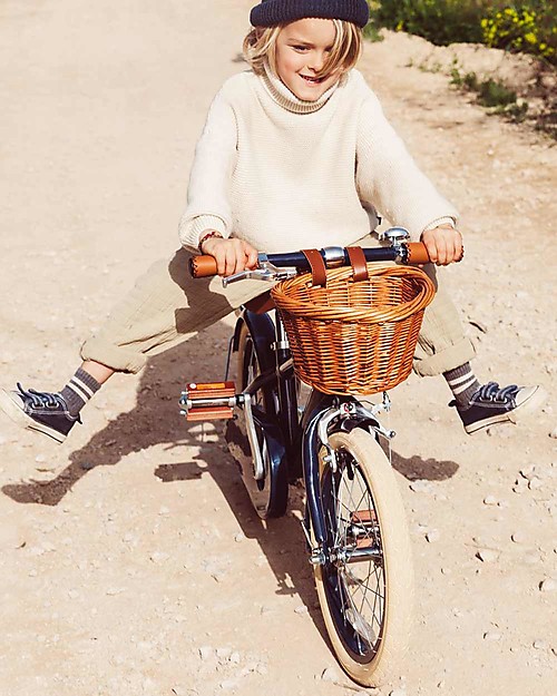 Banwood Bicicletta Classic Con Pedali Blu Navy - Da 4 a 7 Anni - Rotelle Rimovibili Biciclette