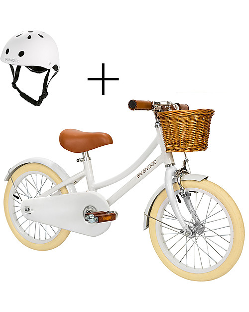 Banwood Bicicletta Classic Con Pedali + Casco, Bianco - Da 4 a 7 Anni Biciclette