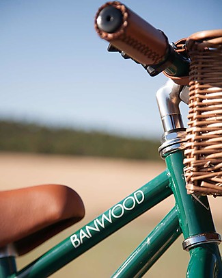 Banwood Bicicletta Senza Pedali First Go + Casco Classico per Biciclette Per Bambine - Verde Scuro - da 3 a 5 anni! Biciclette Senza Pedali