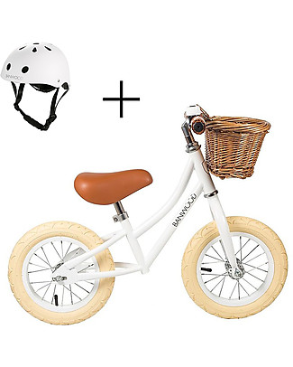 Banwood Bicicletta Senza Pedali First Go + Casco Classico per Biciclette Per Bambini - Bianco - da 3 a 5 anni! Biciclette