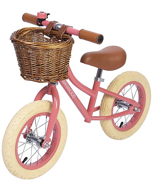 Banwood Bicicletta Senza Pedali First Go + Casco Classico per Biciclette Per Bambini - Corallo - da 3 a 5 anni! Biciclette senza Pedali