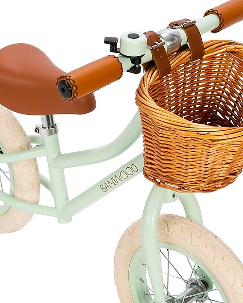 Banwood Bicicletta Senza Pedali First Go + Casco Classico per Biciclette Per Bambini - Menta - da 3 a 5 anni! Biciclette senza Pedali