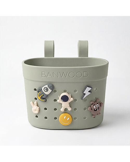 Banwood Cestino per Bici o Monopattino in Gomma Riciclata - Oliva - Eco-Friendly e Resistente Accessori Biciclette