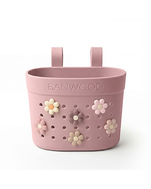 Banwood Cestino per Bici o Monopattino in Gomma Riciclata - Rosa Antico - Eco-Friendly e Resistente Accessori Biciclette