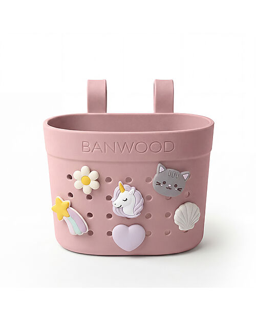 Banwood Cestino per Bici o Monopattino in Gomma Riciclata - Rosa Antico - Eco-Friendly e Resistente Accessori Biciclette