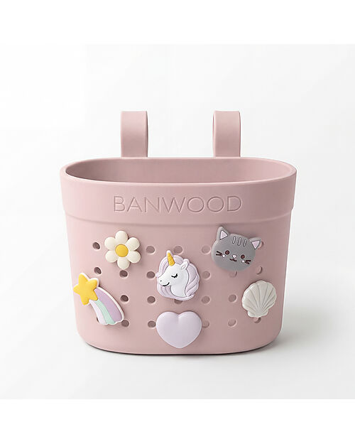 Banwood Cestino per Bici o Monopattino in Gomma Riciclata - Rosa Chiaro - Eco-Friendly e Resistente Accessori Biciclette