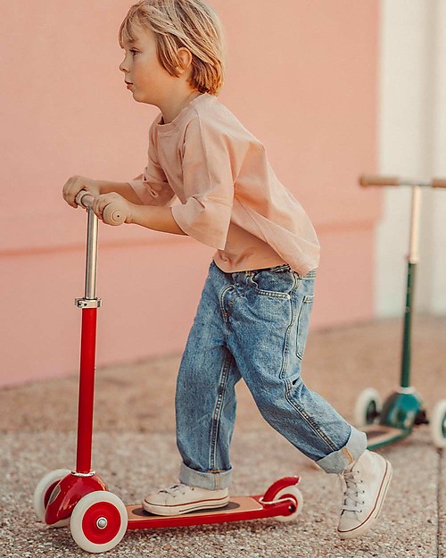 Banwood Monopattino con Cestino Removibile - Rosso - da 3 Anni Fino a 50 kg Monopattini