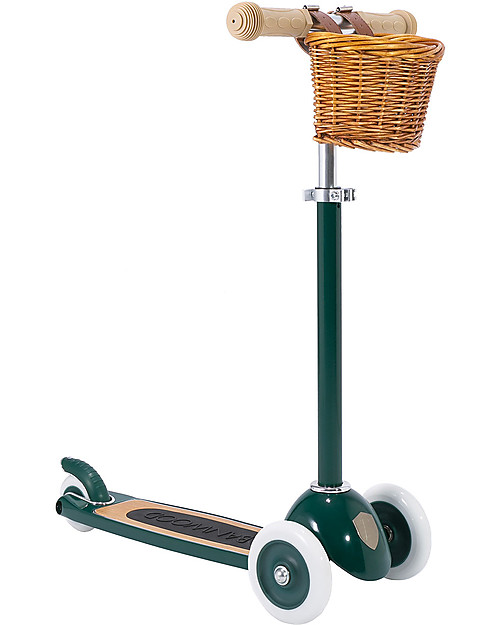 Banwood Monopattino con Cestino Removibile - Verde - da 3 Anni Fino a 50 kg Monopattini