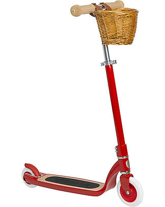 Banwood Monopattino Maxi con Cestino Removibile - Rosso - da 6 Anni Fino a 100 kg Monopattini
