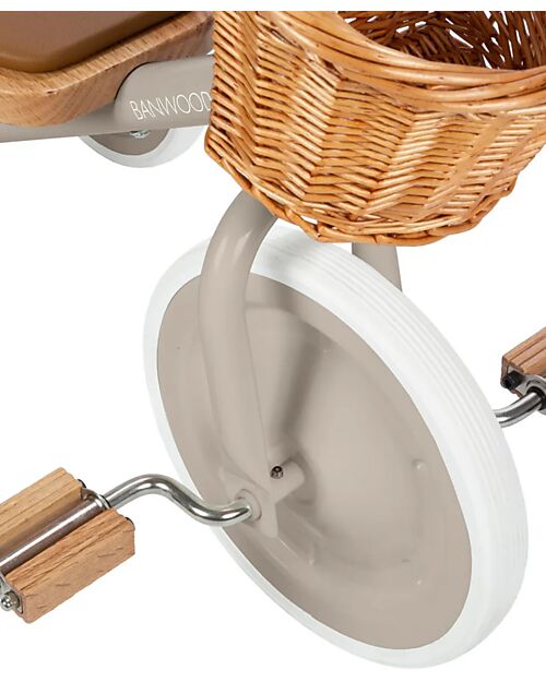 Banwood Triciclo Legno ed Ecopelle con Cestino - Beige - Dai 2 anni Tricicli