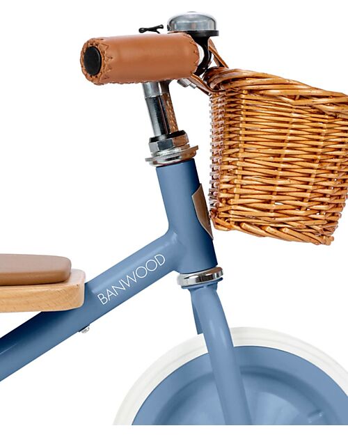 Banwood Triciclo Legno ed Ecopelle con Cestino - Blu - Dai 2 anni Tricicli