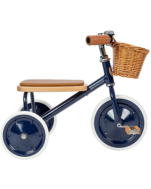 Banwood Triciclo Legno ed Ecopelle con Cestino - Blu - Dai 2 anni Tricicli