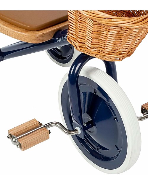 Banwood Triciclo Legno ed Ecopelle con Cestino - Blu - Dai 2 anni Tricicli
