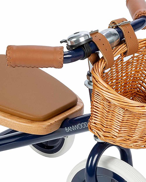 Banwood Triciclo Legno ed Ecopelle con Cestino - Blu - Dai 2 anni Tricicli