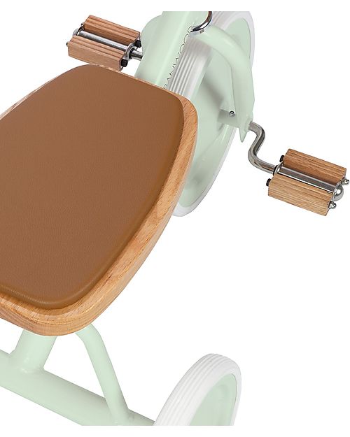 Banwood Triciclo Legno ed Ecopelle con Cestino e Maniglione Removibile -  Menta - Dai 2 anni unisex (bambini)