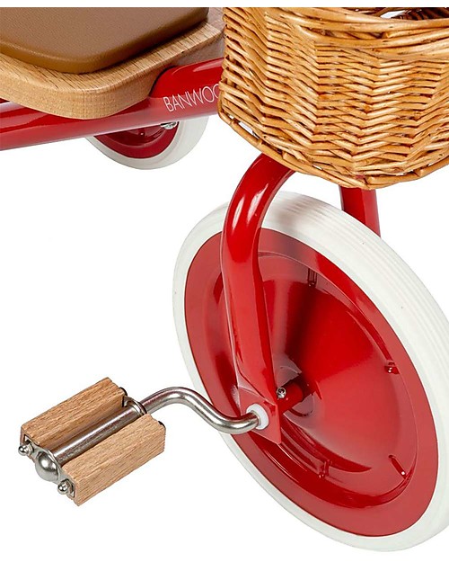 Banwood Triciclo Legno ed Ecopelle con Cestino - Rosso - Dai 2 anni Tricicli