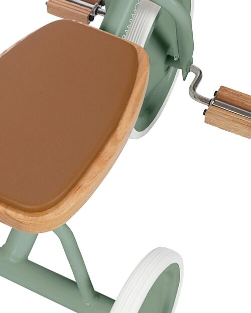 Banwood Triciclo Legno ed Ecopelle con Cestino - Verde Chiaro - Dai 3 anni Tricicli