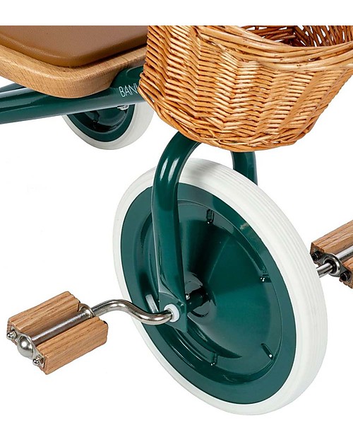 Banwood Triciclo Legno ed Ecopelle con Cestino - Verde - Dai 2 anni Tricicli